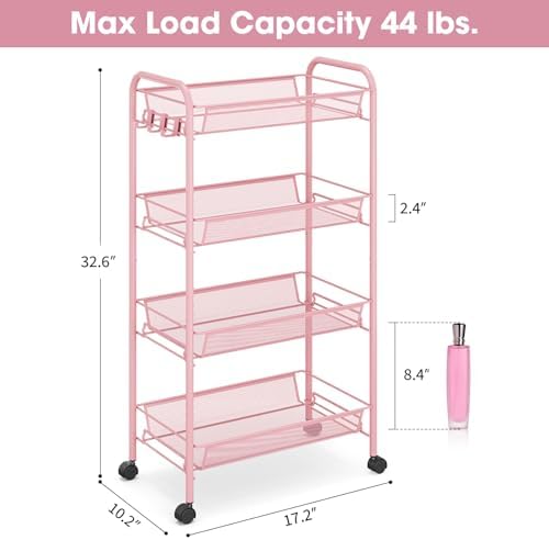 TOOLF 4 Tier Rolling Cart, Metal Utility Storage Cart - Image 6