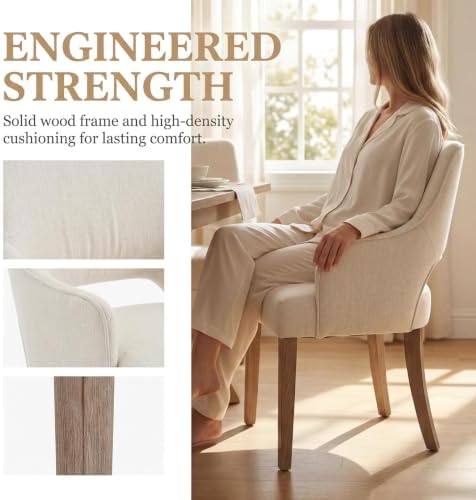 Linen Upholstered Dining Chairs Set of 4 - Image 3