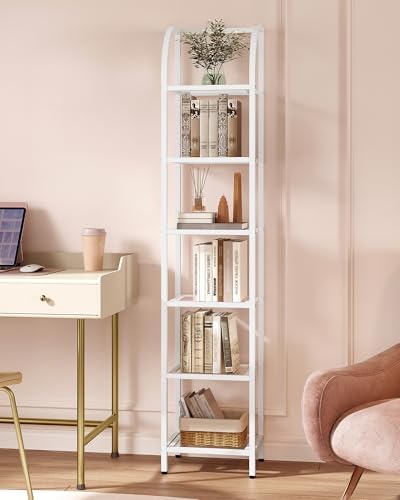 Hzuaneri Bookcase Bookshelf, Tempered Glass Arched Bookshelf - Image 3