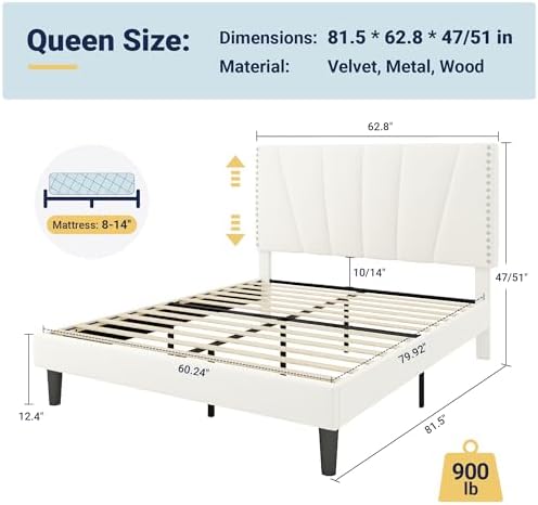 Allewie Queen Velvet Platform Bed Frame - Image 2