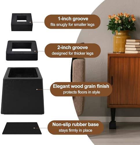 Wooden Bed Risers 4 Inch Heavy Duty, Support 2500 lbs - Image 6