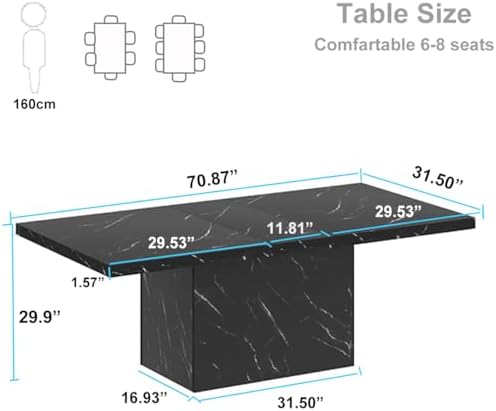 HSH 71" Black Faux Marble Dining Table - Image 2