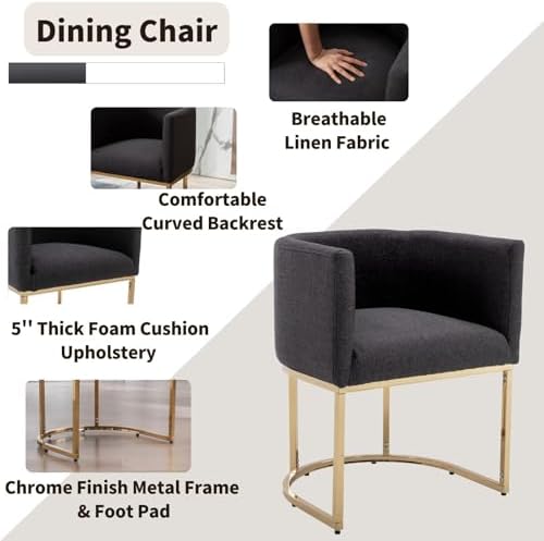 HNY Mid Century Modern Upholstered Barrel Dining Chairs - Image 4