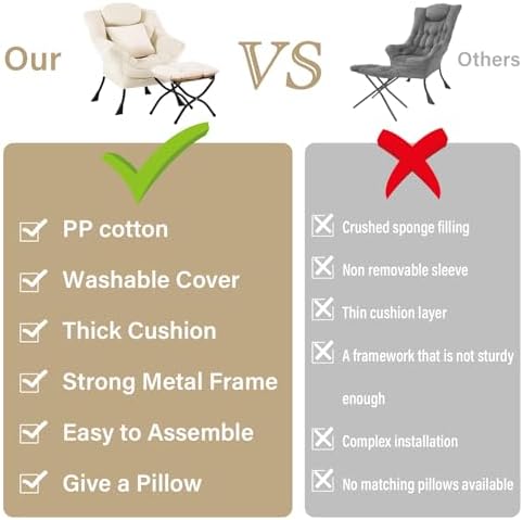 Lazy Chair with Ottoman, Comfy Reading Chair - Image 6