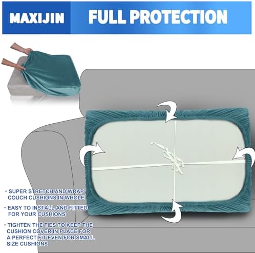 MAXIJIN Velvet Stretch Couch Cushion Covers Soft Sofa Cushion Cover Replacement - Image 4