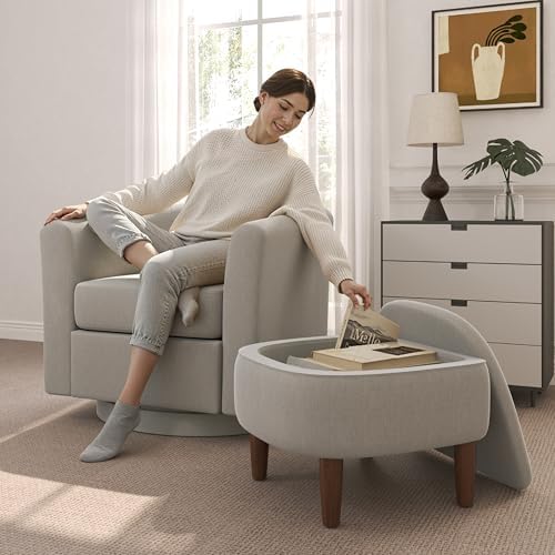 360° Swivel Accent Chair with Storage Ottoman - Image 4