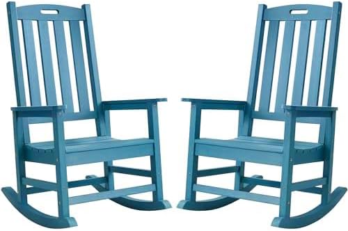Psilvam Outdoor Rocking Chairs Set of 2, Oversized Porch Rocker by PsilvamGardenFurniture