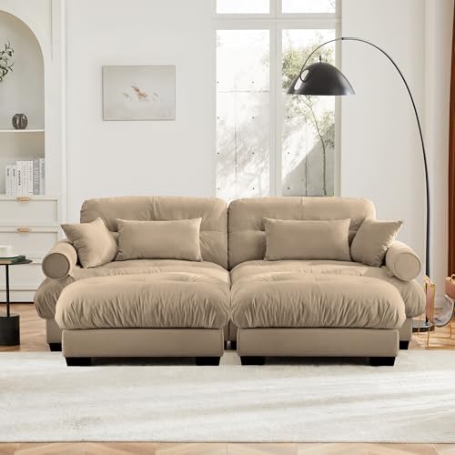 94" Modular Sectional Sofa, Velvet Upholstered Couches - Image 4