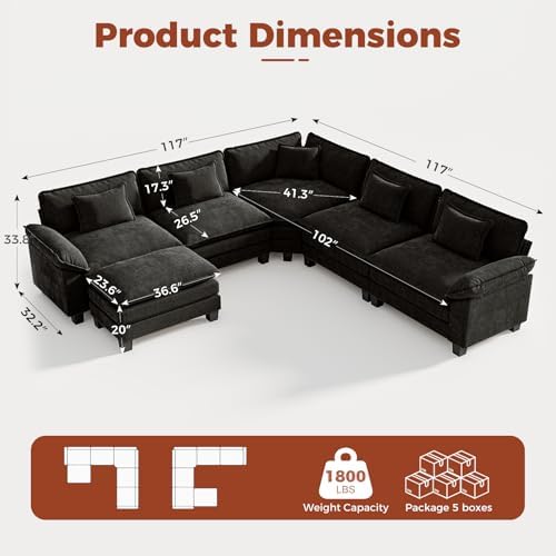 CDCASA 117" Oversized Modular Sectional Sofa - Image 2