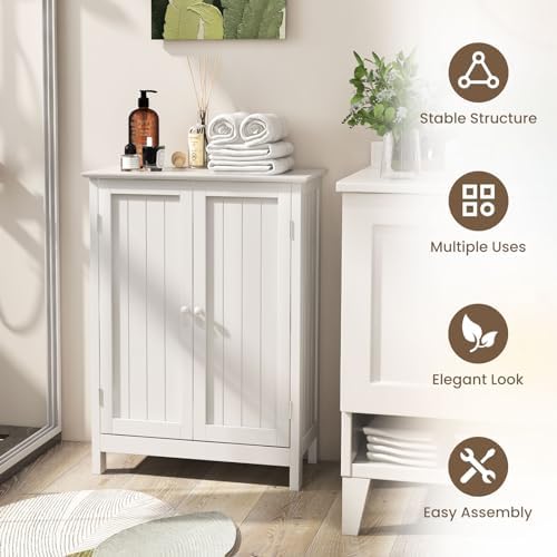 COSTWAY Bathroom Storage Cabinet, Freestanding Bathroom Organizers - Image 4