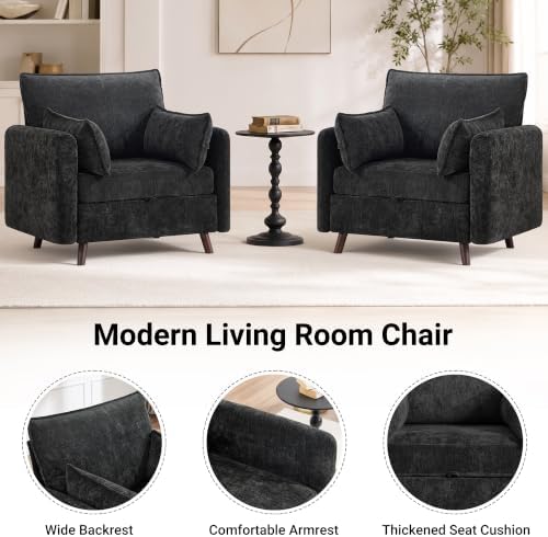 Oversized Accent Chair with Storage, Chenille Comfy Living Room Chairs with 2 - Image 5