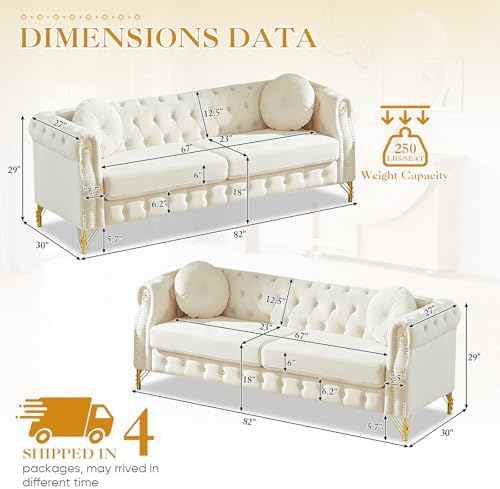 JEEOHEY 2 Pieces Mid Century Modern Chesterfield Sofa Set, Upholstered Button - Image 2