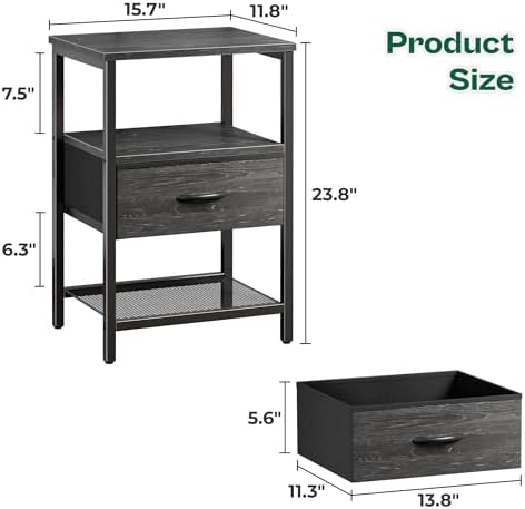 Huuger Nightstand Set of 2, Night Stand - Image 3
