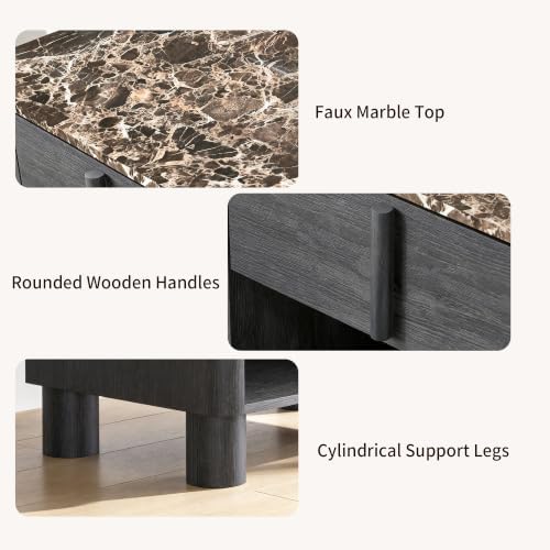 Nightstand Set of 2, Modern Curved End Tables - Image 5