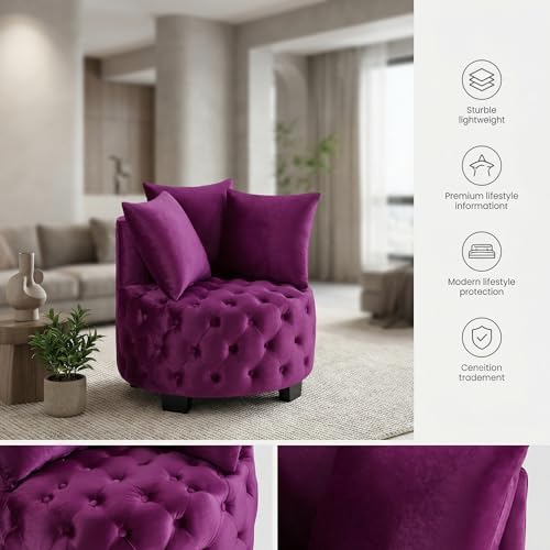 Modern Velvet Round Accent Armchair - Image 5