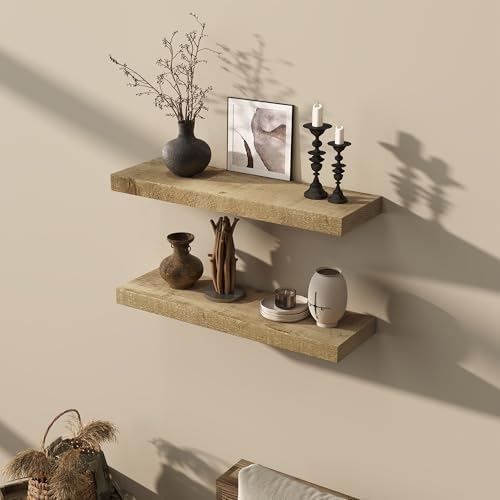 Acovy 30" Unfinished Solid Reclaimed Wood Floating Shelves, Rustic Heavy-Duty - Image 2