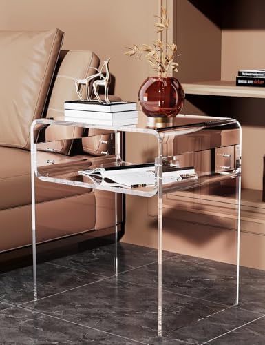 Clear Acrylic End Table 2-Tier Bedside nightstand - Image 4