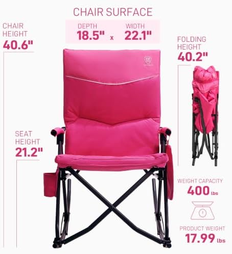 EVER ADVANCED Oversized Folding Rocking Camping Chair, Padded Portable Rocker - Image 3