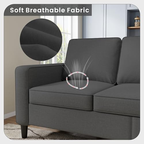 78" Dark Gray L Shaped Sectional Sofa Couch - Image 4