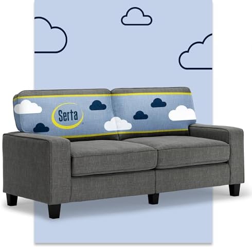 Serta Palisades 73" Track Arm Sofa, Easy Care Polyester, Soft Pillow Back by Serta