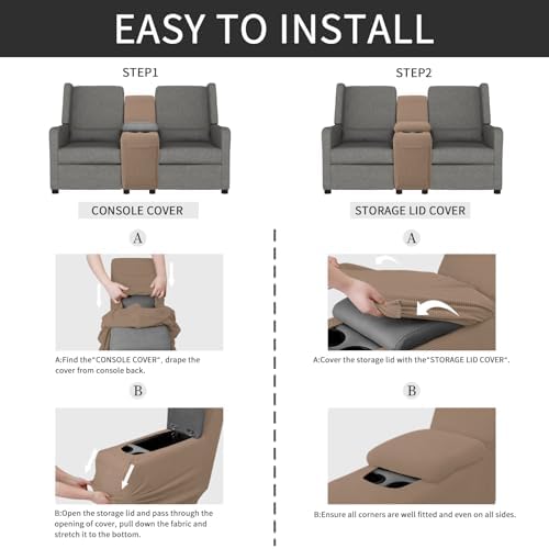 Easy-Going 2-Piece Recliner Console Cover Camel - Image 5