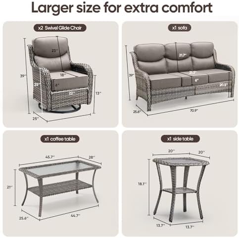 Swivel Patio Chairs sofa Set of 5 - Image 2