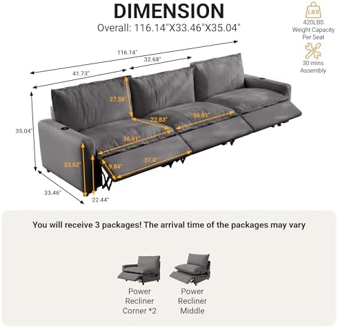116.14" Power Reclining Sofa - Image 2