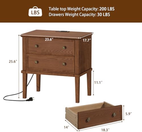 IKENO Solid Wood Nightstand - Image 2