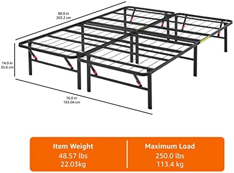 Amazon Basics Bed Frame with Storage, Foldable Metal Platform, Sturdy Steel - Image 3