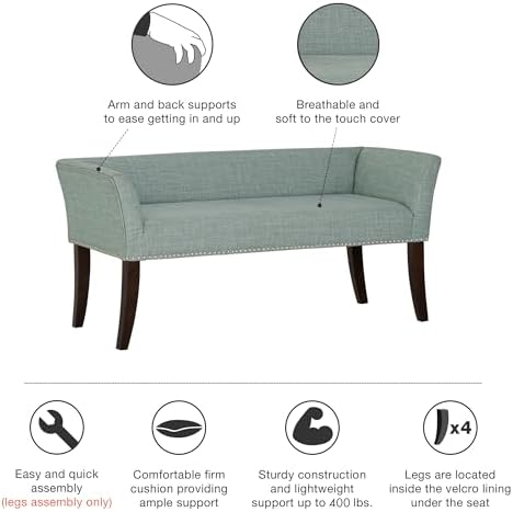 Madison Park Accent Bench for Living Room, Upholstered - Image 6