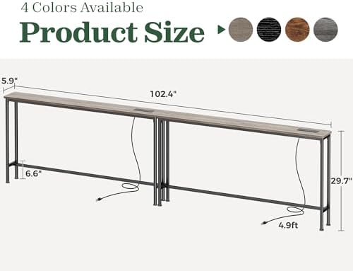 SUPERJARE 102.4 inch Narrow Behind Couch Table - Image 3