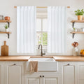 YoungsTex Short White Linen Curtains 45 Inch Length 2 Panels by YoungsTex