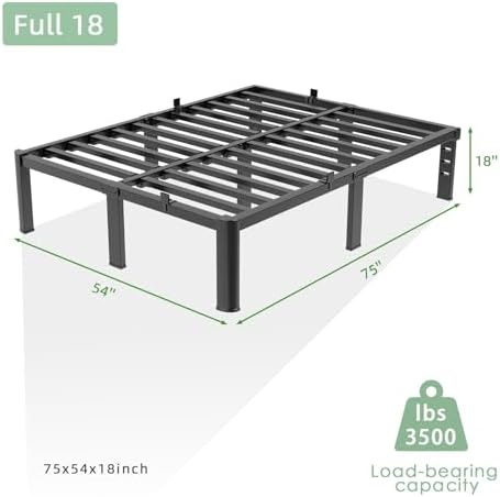 Full Bed Frame, 18 Inch Heavy Duty Steel Platform, Noise-Free - Image 2