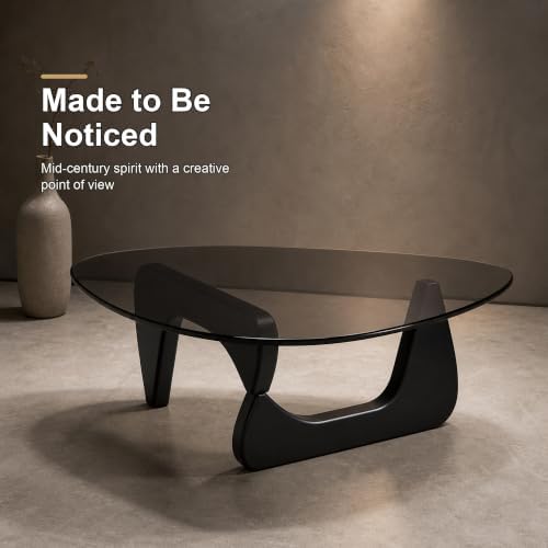 EASYSOUL 44.88-Inch Mid-Century Modern Triangle Glass Coffee Table - Image 6