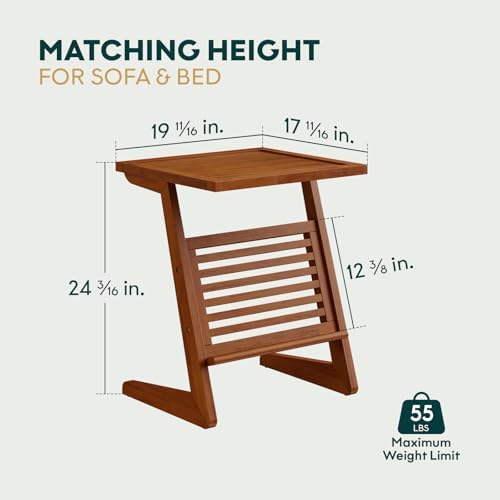 Bme Neil Nightstand Mid Century Modern Side Table, Rubberwood Nightstand - Image 2