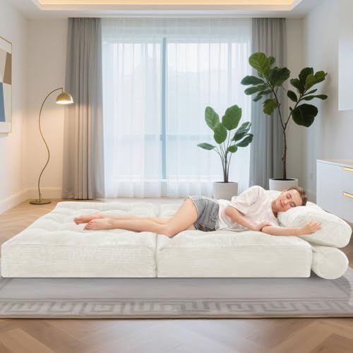 HABUTWAY Folding Sofa Bed, Convertible Sleeper Chair Bed w/2-Pillow & Handle - Image 5
