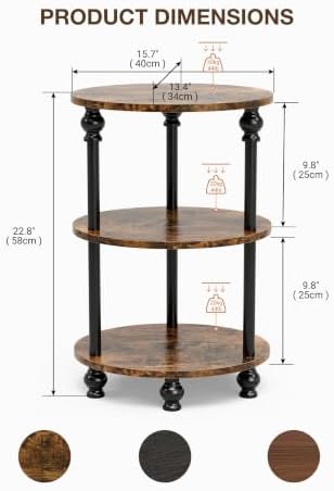 Round Small End Table with Classic Turned Legs, 3 Tier Oval Accent Table - Image 2