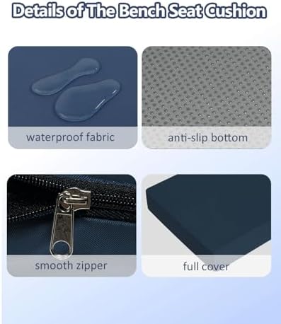 48x18x3“ Outdoor Bench Cushion, Strengthen Waterproof Seat Cushions, - Image 5