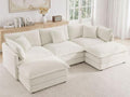 GNIXUU 112" Beige Modular U Shaped Cloud Sectional Couches by GNIXUU
