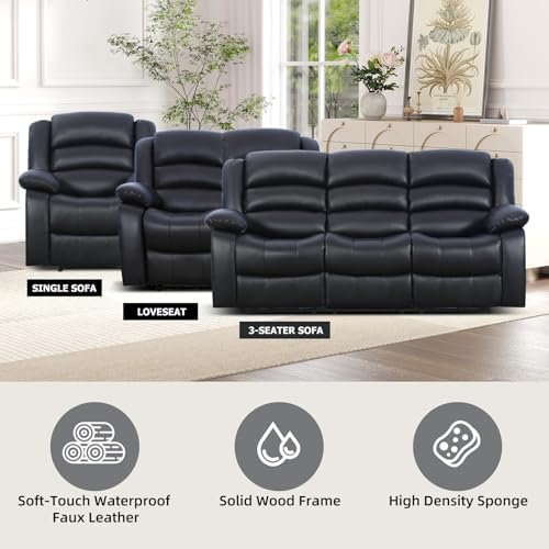 CANMOV Manual Loveseat Recliner, Faux Leather 2 Seater Reclining Chair - Image 5