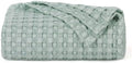 Bedsure Cooling Waffle Blanket for Hot Sleepers, Mint Green, Throw XL by BEDSURE