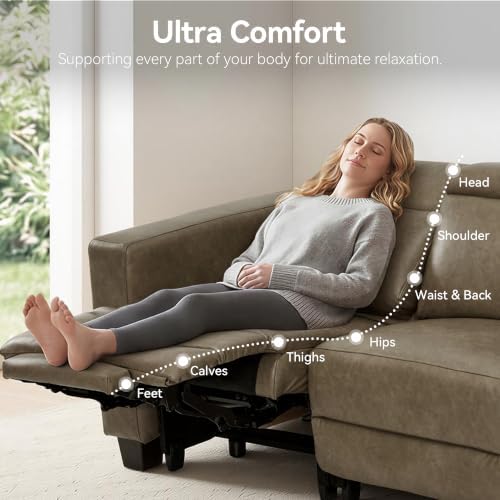 MCombo 85.4'' Zero Wall Hugger Power Recliner Sofa, HL198M3 Grey - Image 3