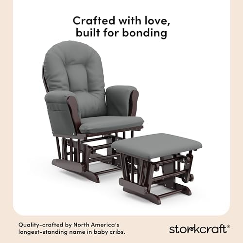 Storkcraft Premium Hoop Glider & Ottoman, Espresso/Gray - Image 3