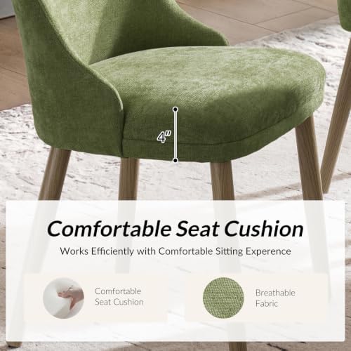 HULALA HOME Dining Chairs Set of 2, Moss Fabric Upholstered Dining Room Chairs - Image 6