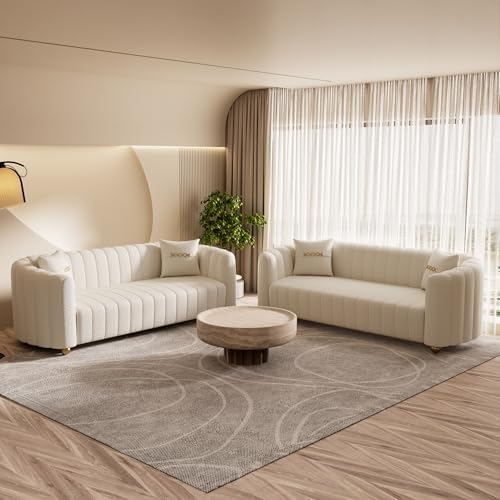 2-Piece Cream White Tufted Sofa Set - Image 6