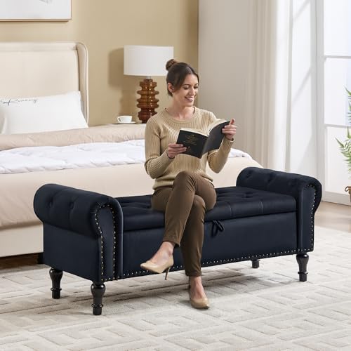 Storage Bench for Bedroom, Velvet Queen Size Benches - Image 5