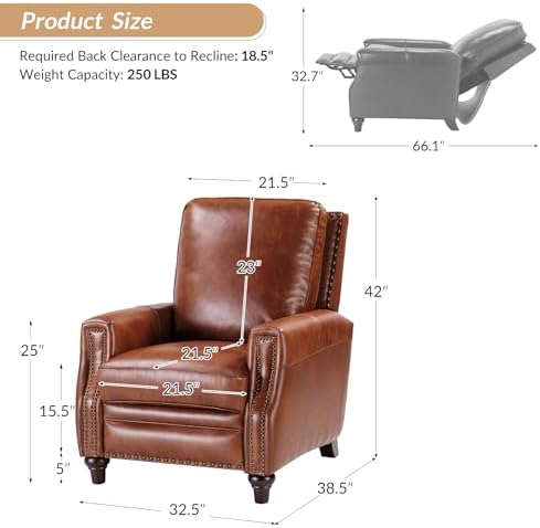HULALA HOME Genuine Leather Manual Recliner - Image 2