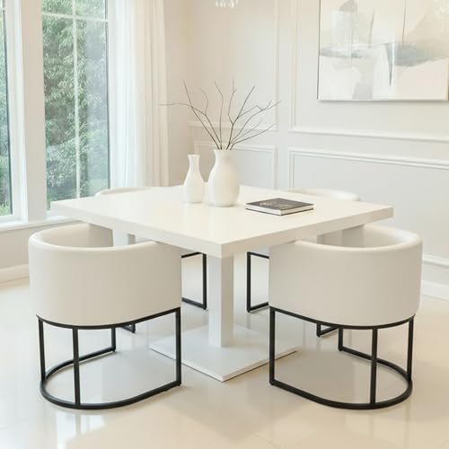 HNY Mid Century Modern Upholstered Barrel Dining Chairs - Image 5