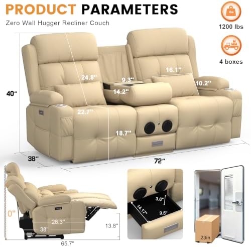 Home Theater Seating, Power Loveseat Recliner Sofa - Image 2
