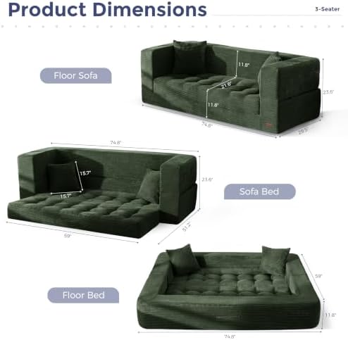 MAXYOYO Folding Sofa Bed, Convertible Boneless Loveseat Couch - Image 2